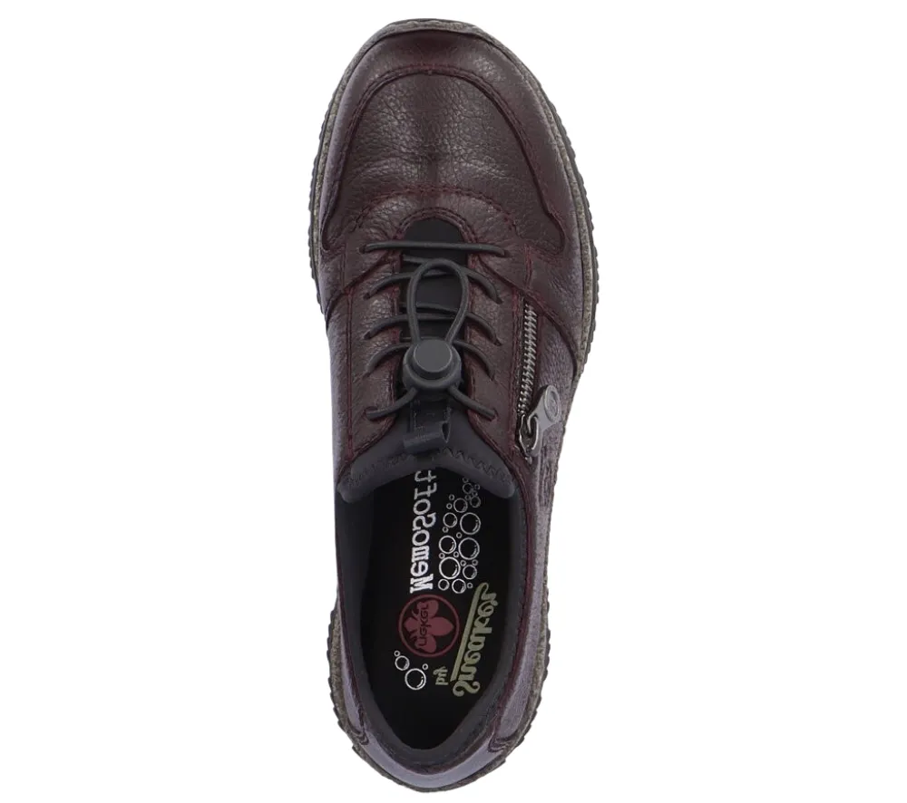 Pantofi eleganti, dama, RIEKER MemoSoft, N32G0-35 bordo, piele naturala