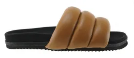 Puffy Sandals in Cognac Vegan Leather