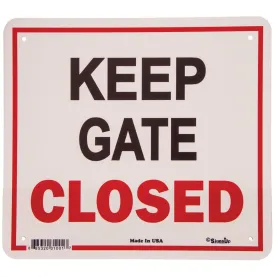 "Keep Gate Closed" Sign, 11.5" x 12.75"