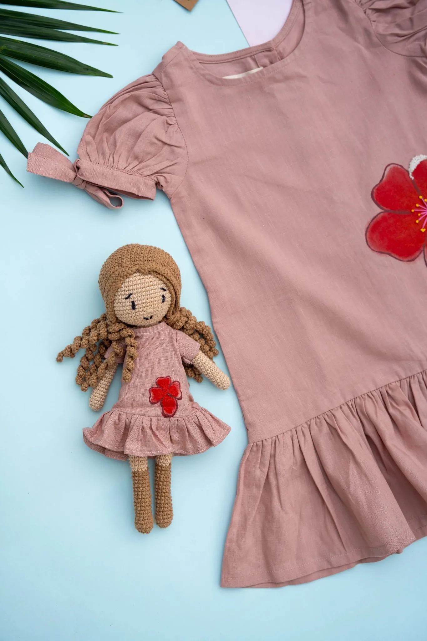 Scarlet Blossoms Cotton Frock | Girls | Handpainted