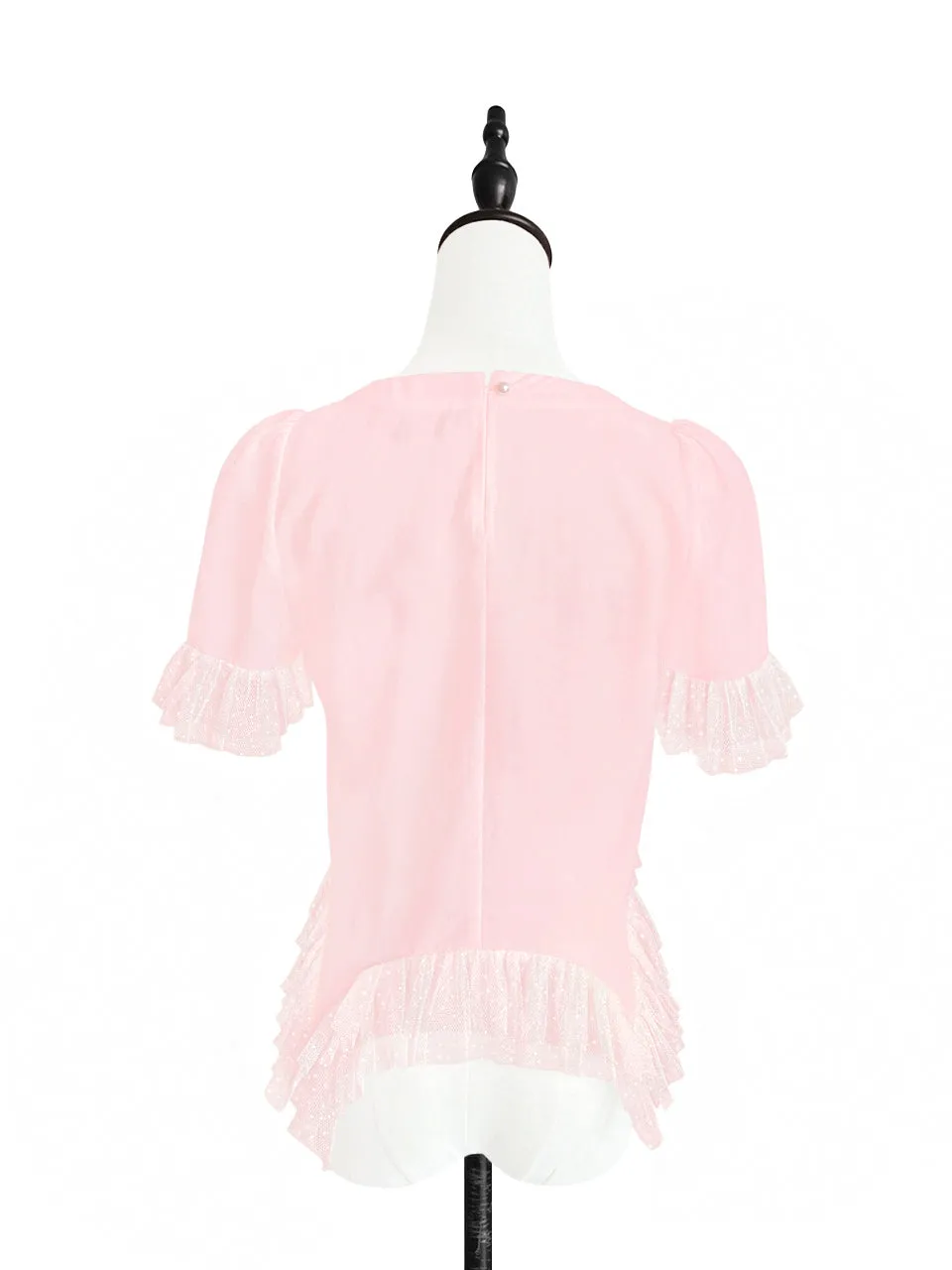 Surprise Sale! Tonal Pink Mix Detail Asymmetric Hem Ruffle Top