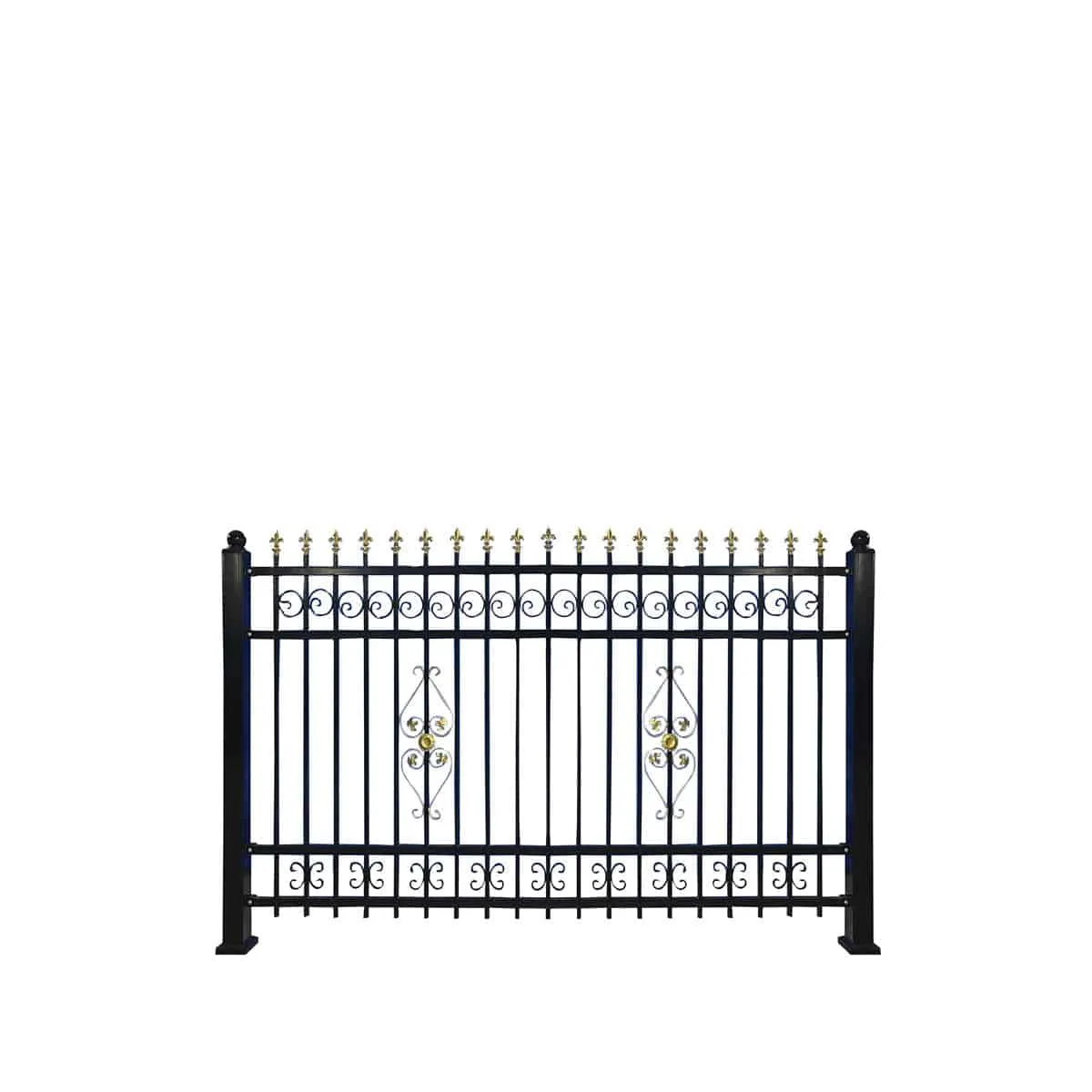 TMG Industrial 110-ft Bi-Parting Ornamental Wrought Iron Gate & Fence Panels Combo Pack, All Steel, Powder Coated, TMG-MG110P