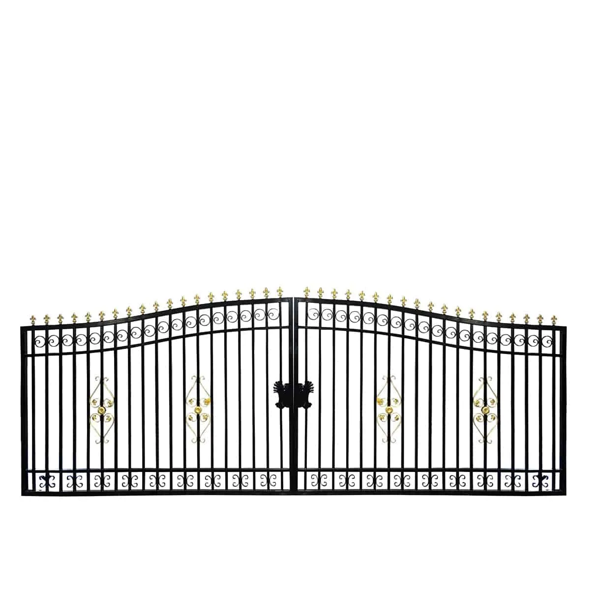 TMG Industrial 110-ft Bi-Parting Ornamental Wrought Iron Gate & Fence Panels Combo Pack, All Steel, Powder Coated, TMG-MG110P