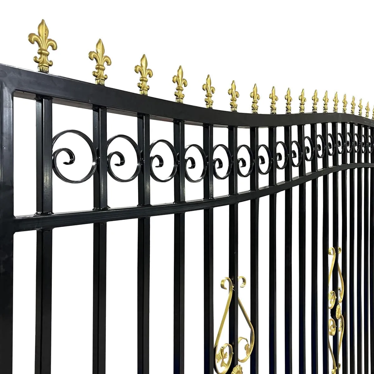 TMG Industrial 110-ft Bi-Parting Ornamental Wrought Iron Gate & Fence Panels Combo Pack, All Steel, Powder Coated, TMG-MG110P