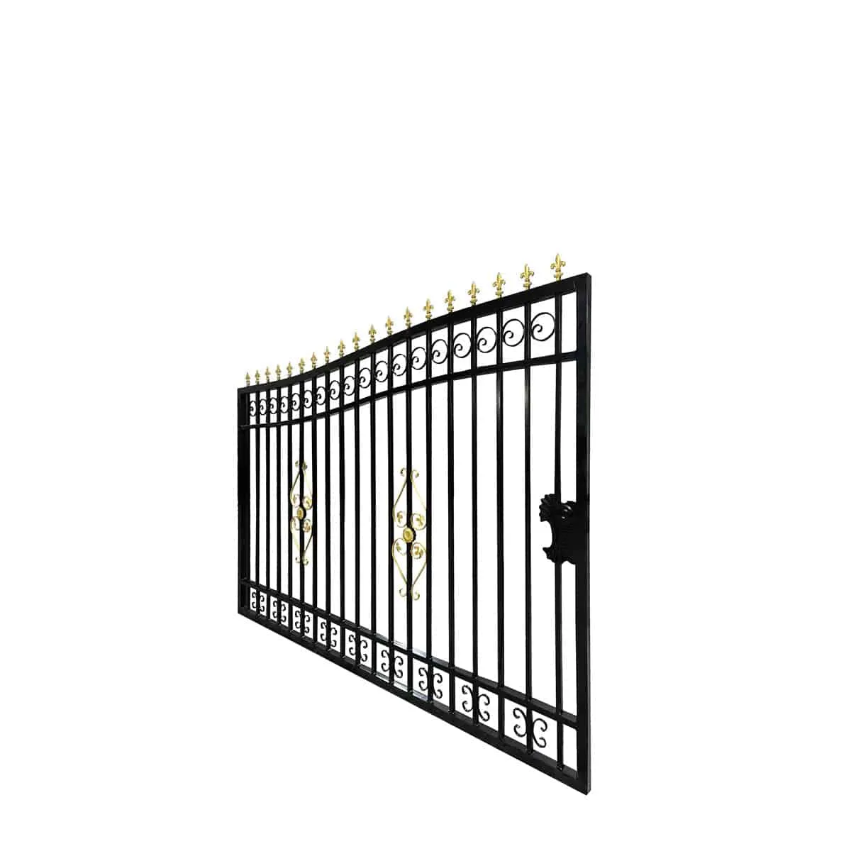 TMG Industrial 110-ft Bi-Parting Ornamental Wrought Iron Gate & Fence Panels Combo Pack, All Steel, Powder Coated, TMG-MG110P