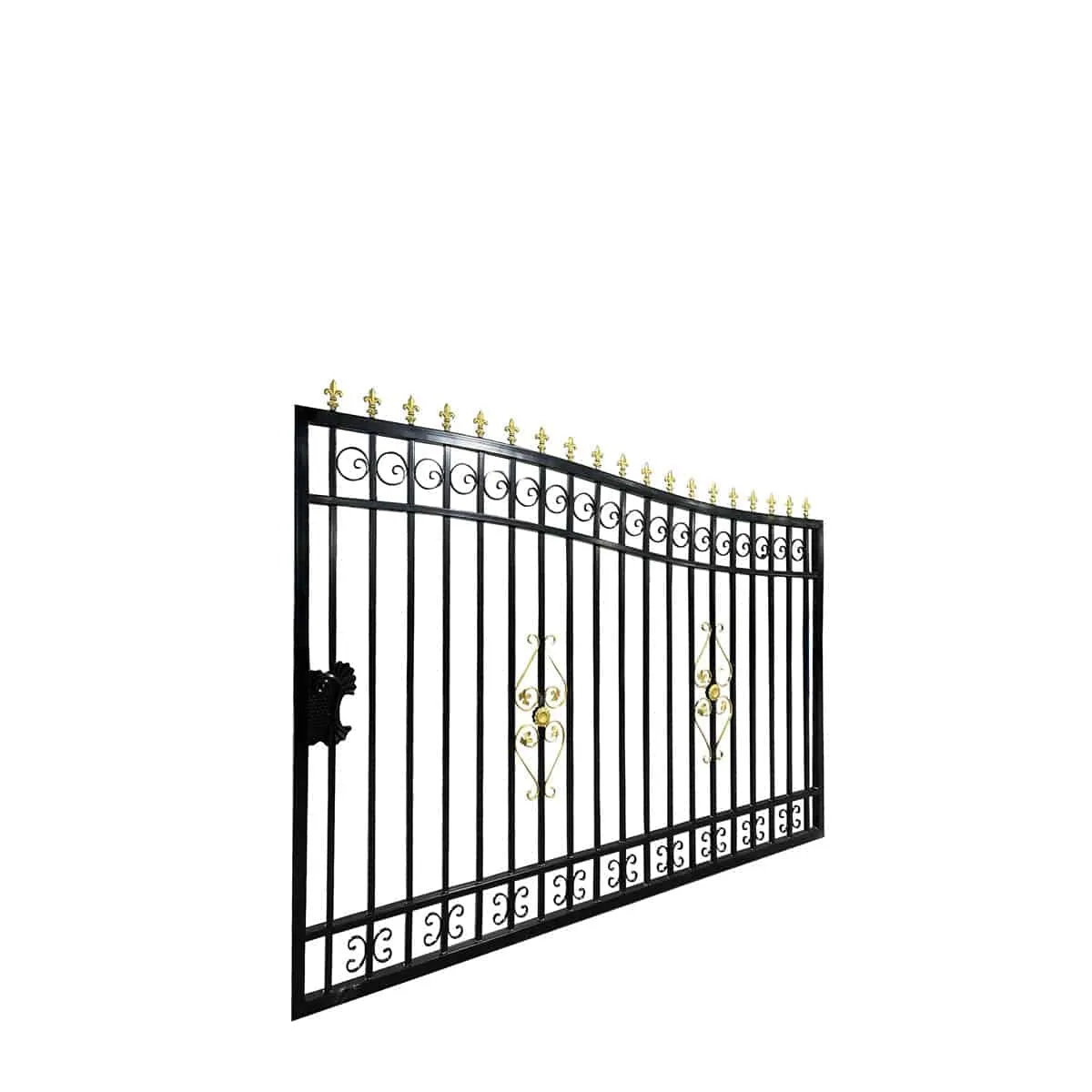 TMG Industrial 212-ft Bi-Parting Ornamental Wrought Iron Gate & Fence Panels Combo Pack, All Steel, Powder Coated, TMG-MG212P