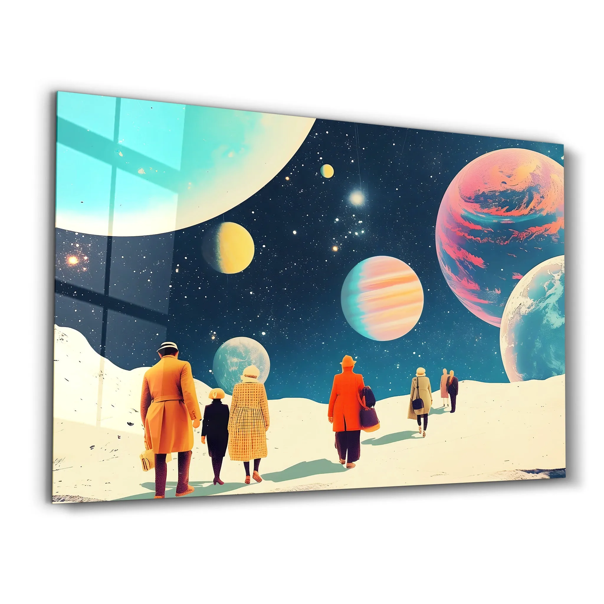 Walking in the Space in 70s - Glass Wall Art