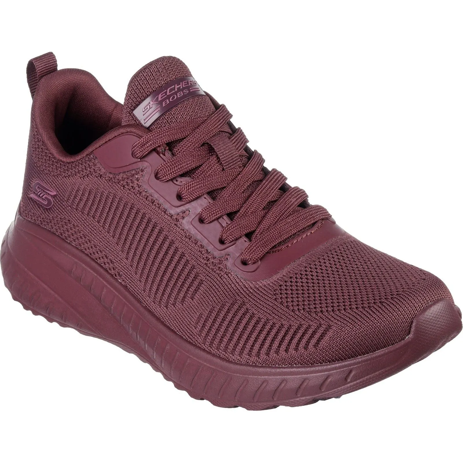 Women's Wide Fit Skechers 117209 Bob Squad Chaos Face Off Sneakers -Plum